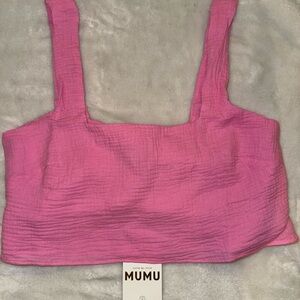 Show Me Your Mumu Tara crop top in pink linen. Size medium. New with tags!